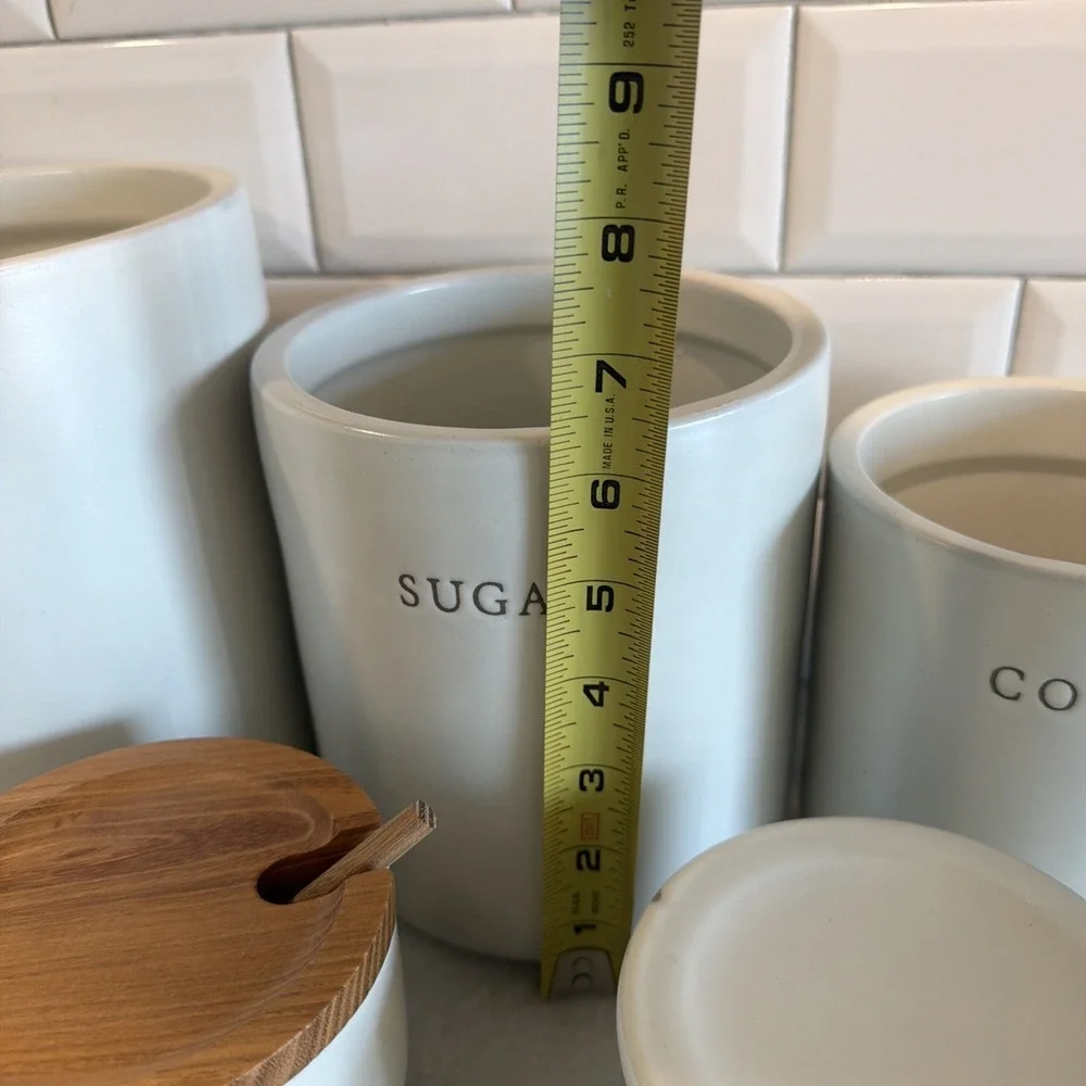 Hearth & Hand Magnolia Stoneware Canister 6 Piece Set Flour Sugar Coffee Cookies